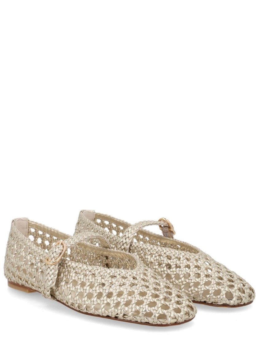 Stuart Weitzman Gold Prima Mary Jane Metallic Flats