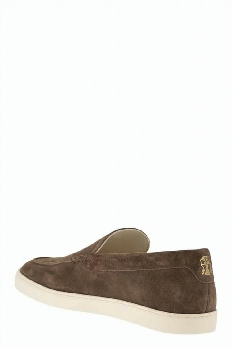 Brunello Cucinelli Chevron Pattern Suede Slip-On Sneakers