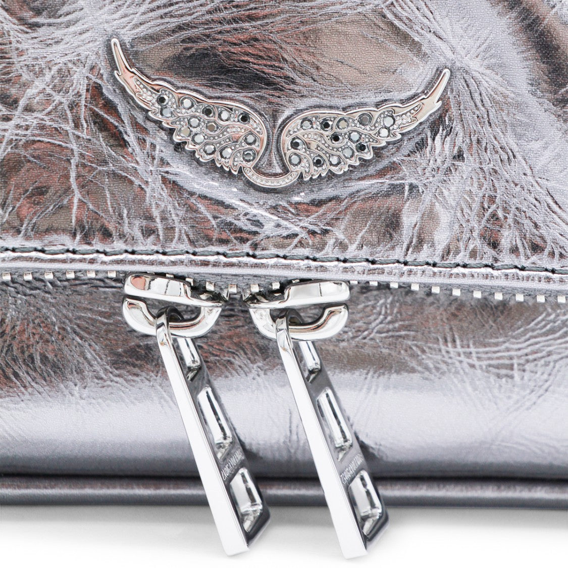 Zadig & Voltaire Silver Leather Rock Nano Vintage Metal Shoulder Bag