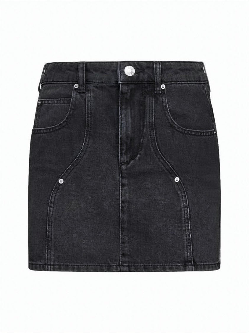 Isabel Marant Fitted Black Denim Mini Skirt