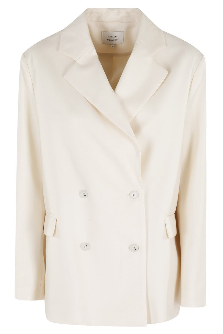 Loulou De Saison Light Pink Donau Tailored Double-Breasted Wool Blazer