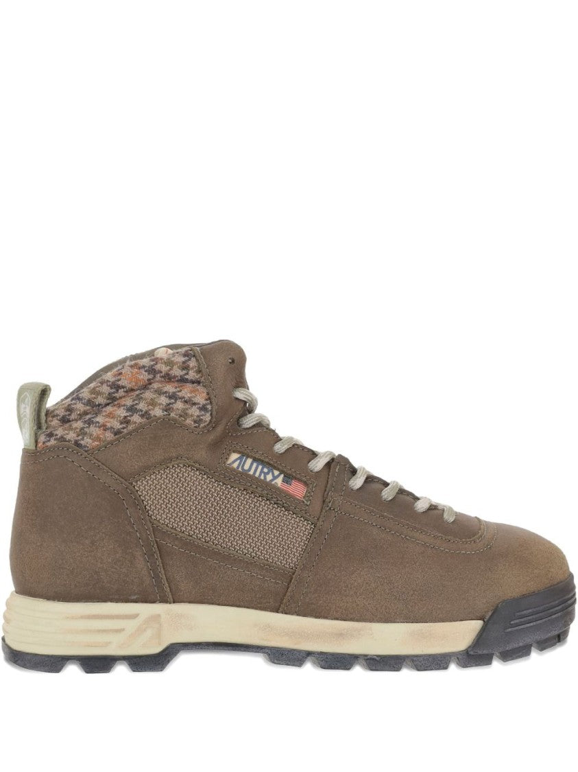 Autry Mid-Top Sneakers With Houndstooth Ankle Panel