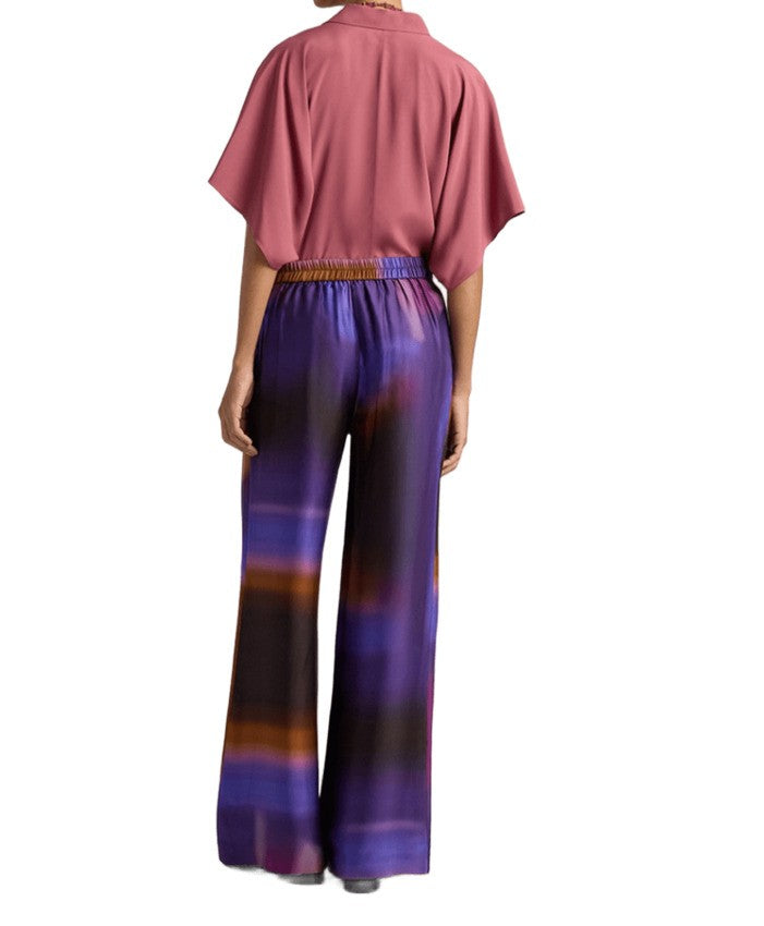 Momonì Printed Viscose Wide-Leg Trousers