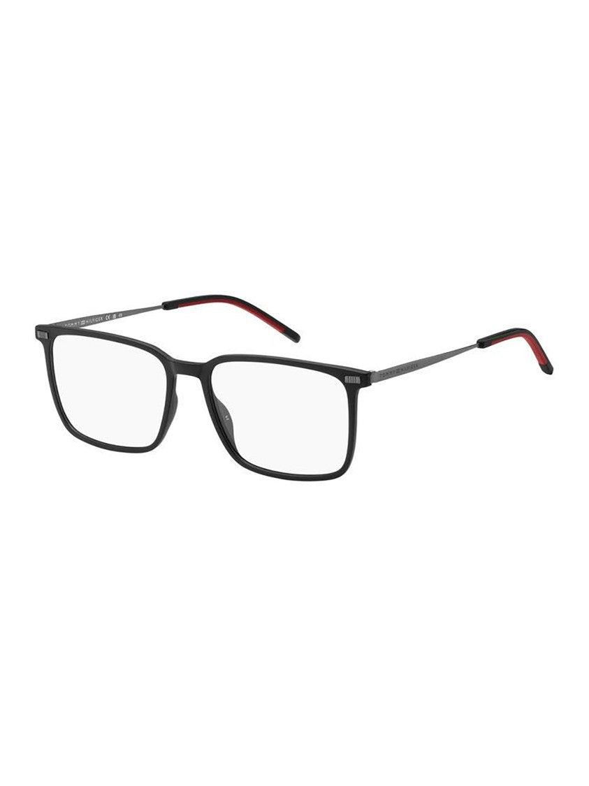 Tommy Hilfiger Rectangular Black Optical Frames With Subtle Red Accent