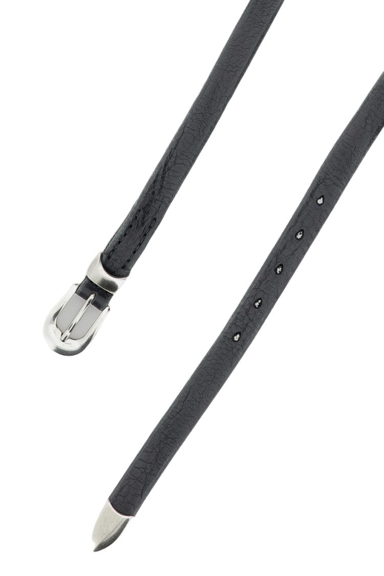 Our Legacy Textured Black Leather Belt With Silver Accents