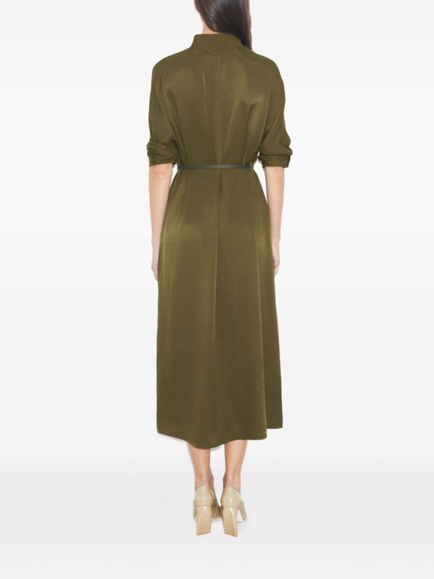 Tory Burch Midi Green Dress With High Collar