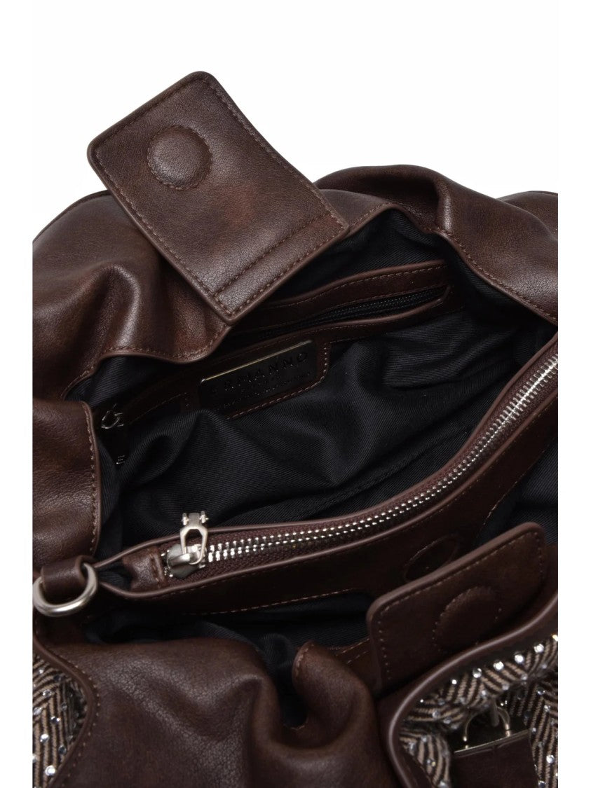 Ermanno Firenze Brown Octavia Textured Polyurethane Shoulder Bag