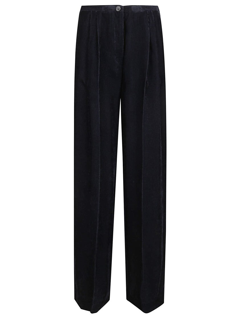 Forte Forte Textured Black Straight-Leg Trousers With High Waist And Refined Fit