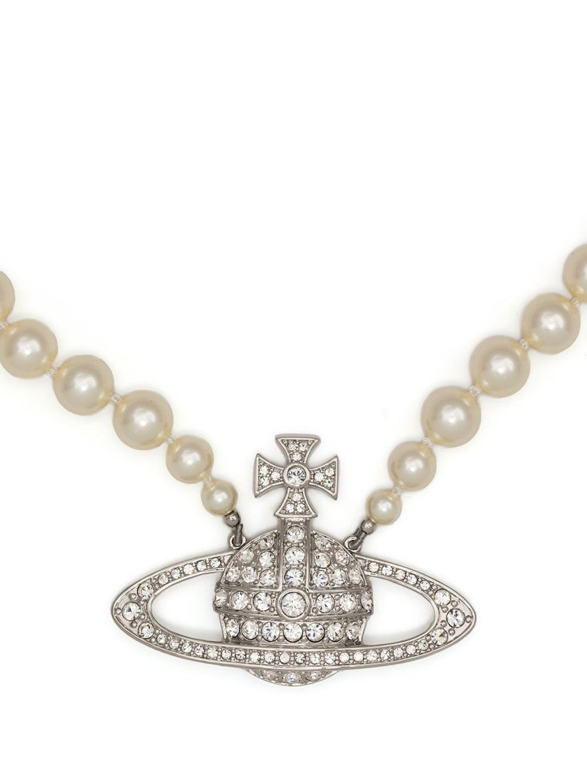Vivienne Westwood Lustrous Pearl Necklace With Silver-Tone Orb Pendant