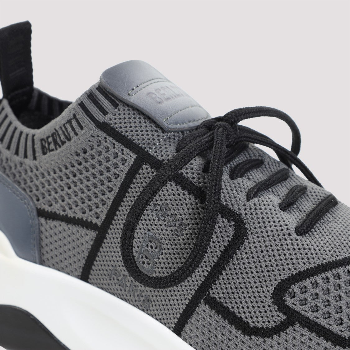 Berluti Gray Shadow Leather-Trimmed Sneakers