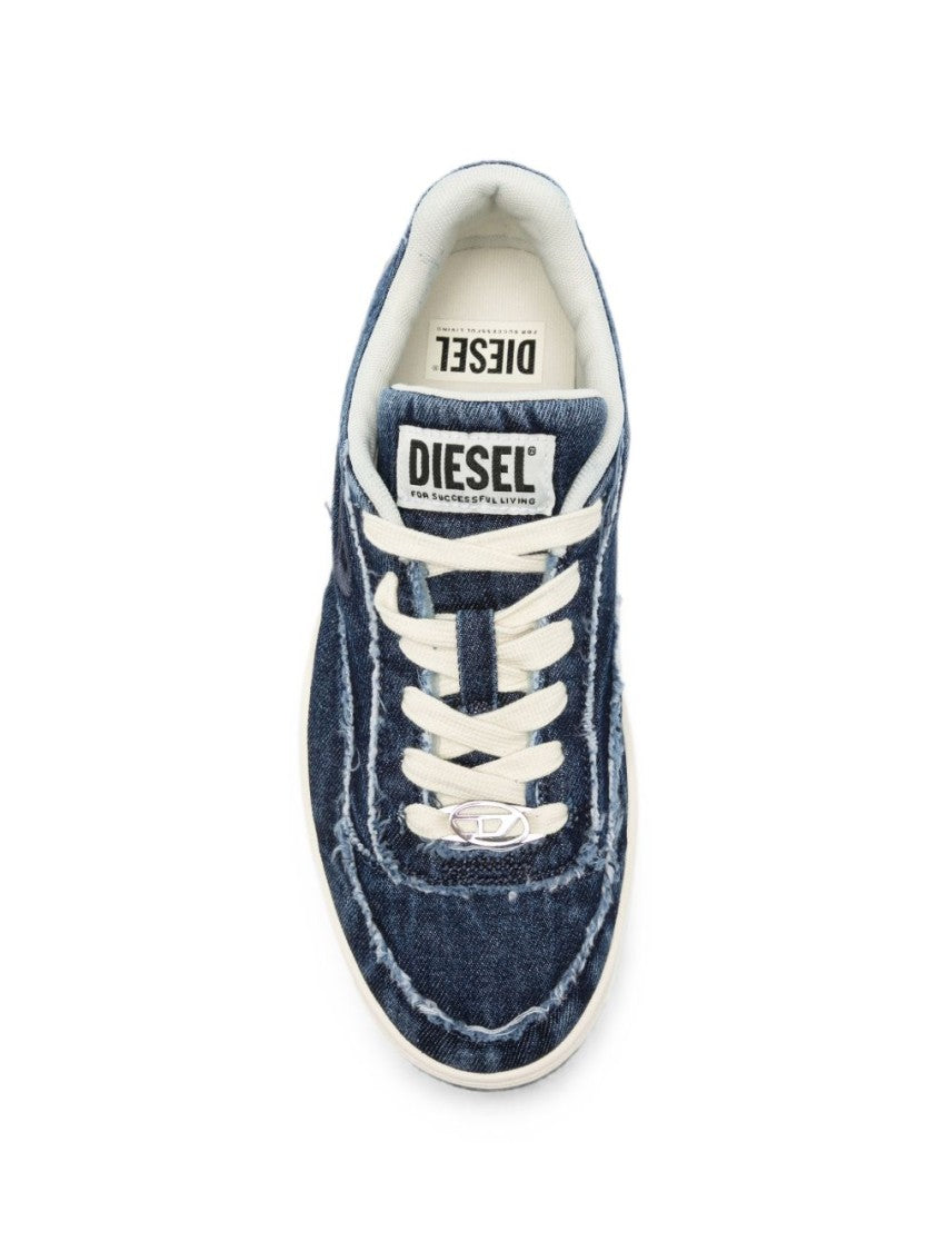 Diesel Distressed Denim Sneakers - Navy Blue