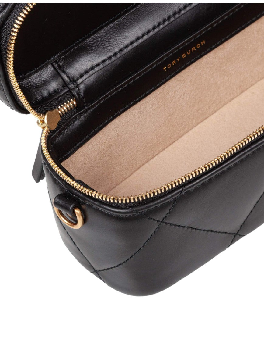 Tory Burch Kira Diamond Quilted Leather Jewelry Case, Black