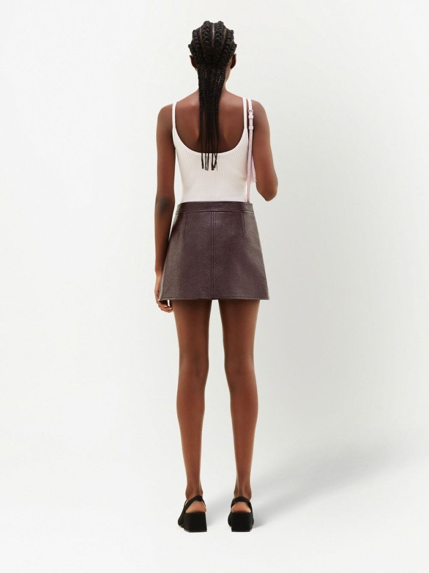 Courrèges Burgundy Vinyl Re-Edition Mini Skirt