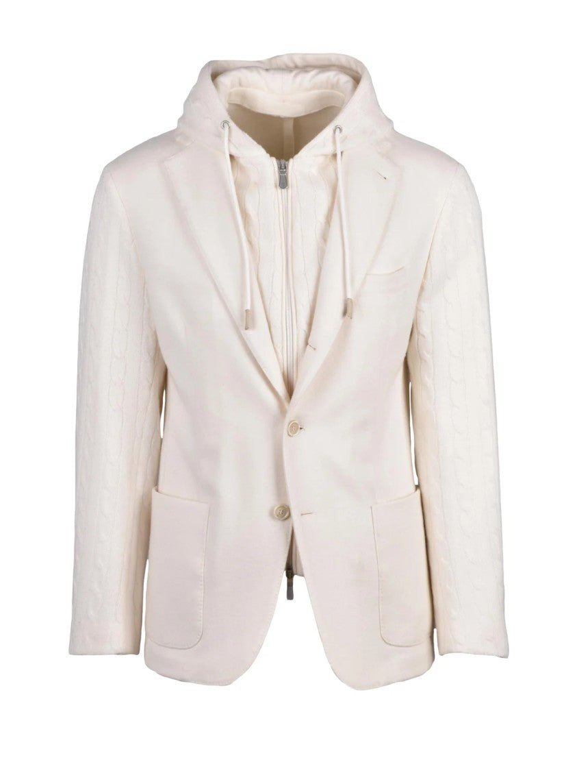 Eleventy Wool And Cashmere Gilet Jacket With Removable Lapel