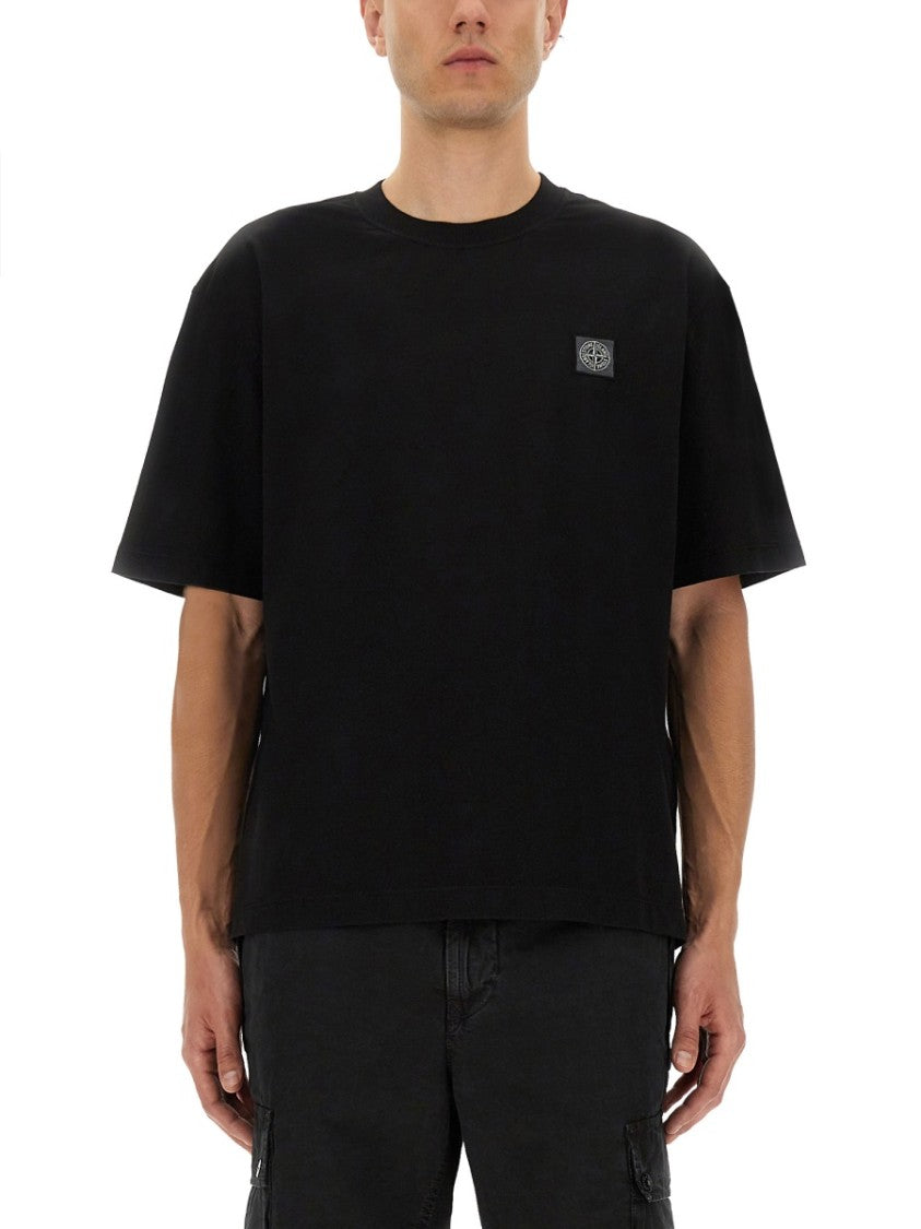 Stone Island Organic Cotton T-Shirt With Minimalist Logo Patch