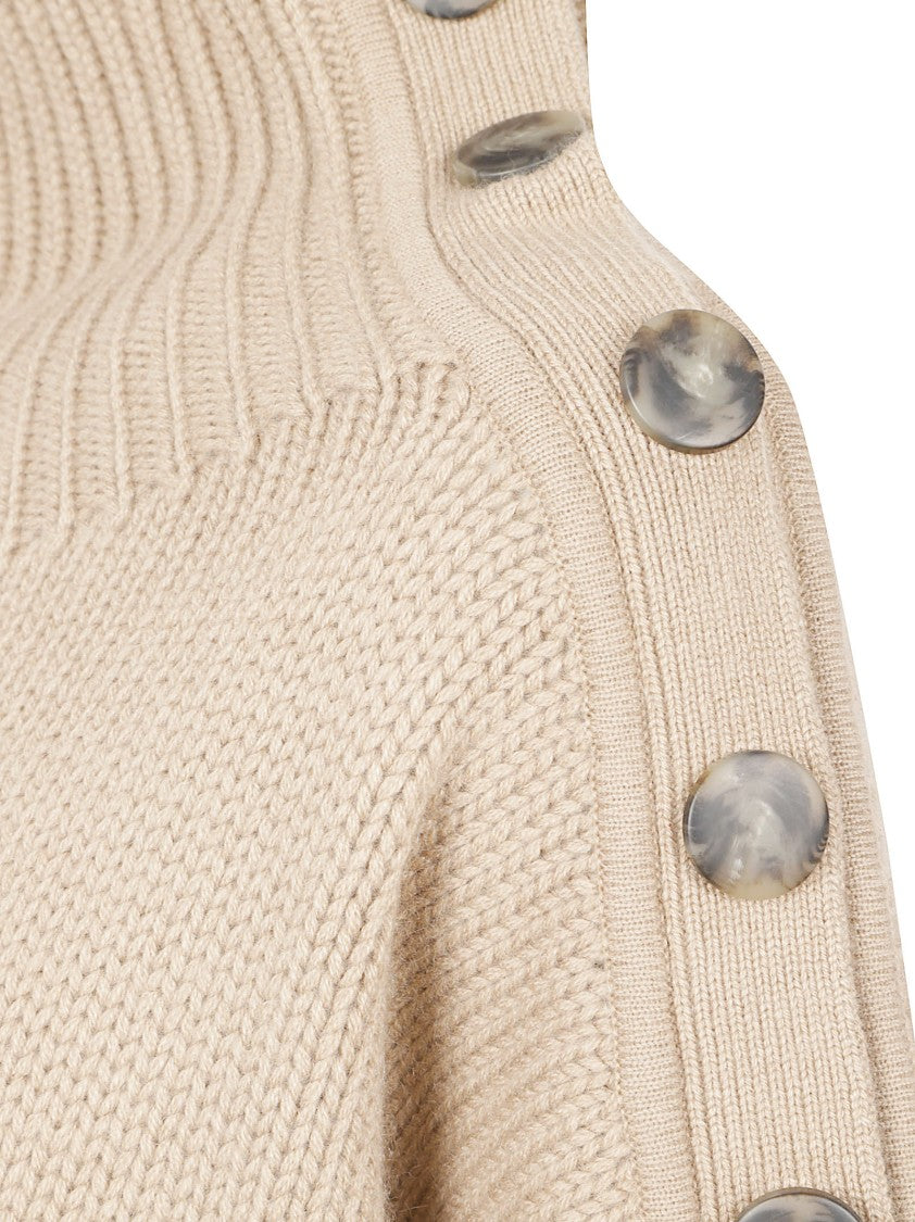 Yves Salomon Chunky Knit Sweater With Marbled Button Detail For Women