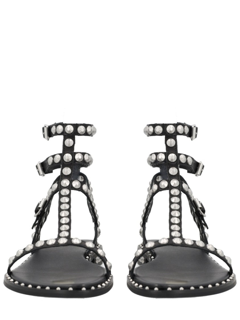 Ash Black Play Silver Studded Thin Sandals