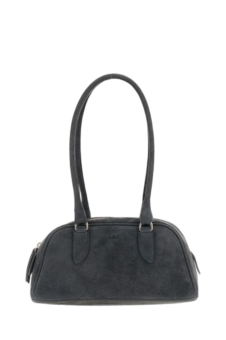 A.P.C. Structured Grey Suede Leather Shoulder Bag