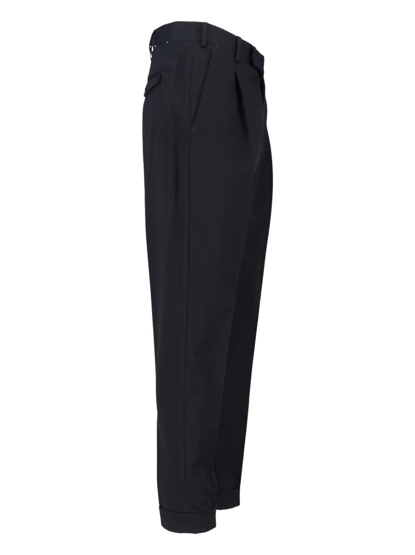 Pt Torino Mid-Rise Virgin Wool Trousers With Cuffed Hem