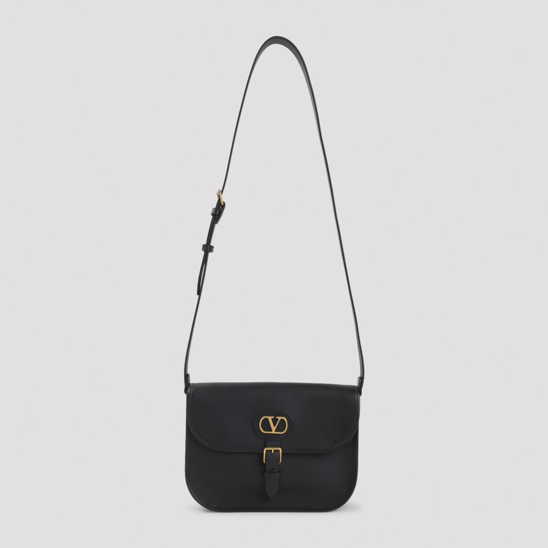 Valentino Garavani Grained Leather Shoulder Bag With Gold-Toned Hardware