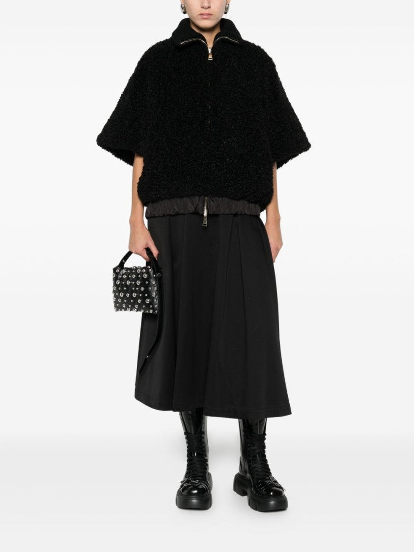 Moncler Flared Cotton Midi Skirt With Subtle Pleats