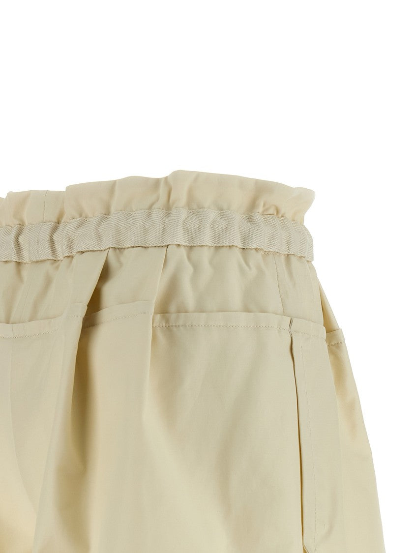 Moncler Flared Twill Shorts With Adjustable Drawstring