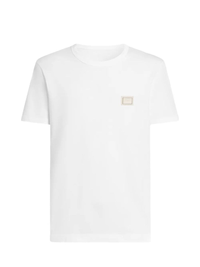 Dolce & Gabbana White Minimalist Logo Crew Neck Cotton T-Shirt