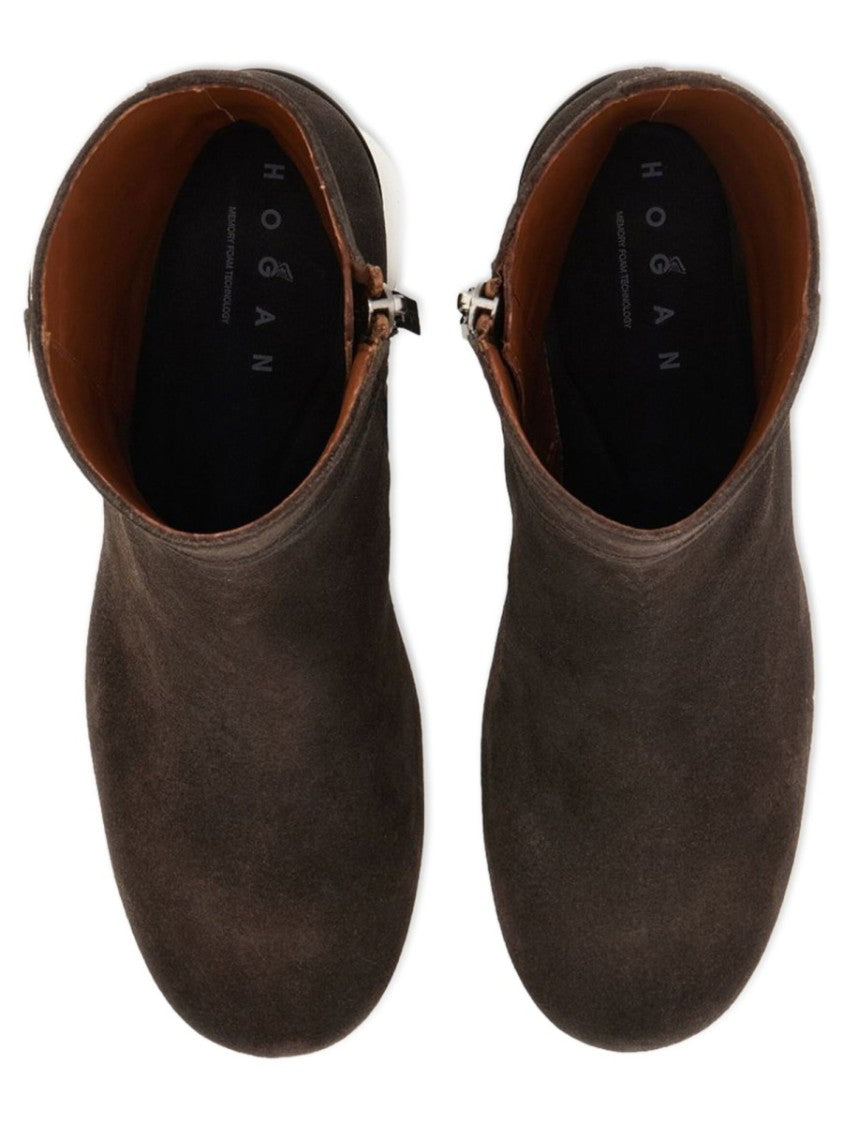 Hogan Ankle Boots With Rounded Toe And Side Zipper Closure