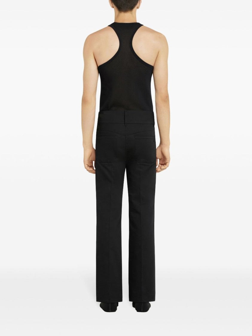 Courrèges Black Racerback Mesh Crew Neck T-Shirt