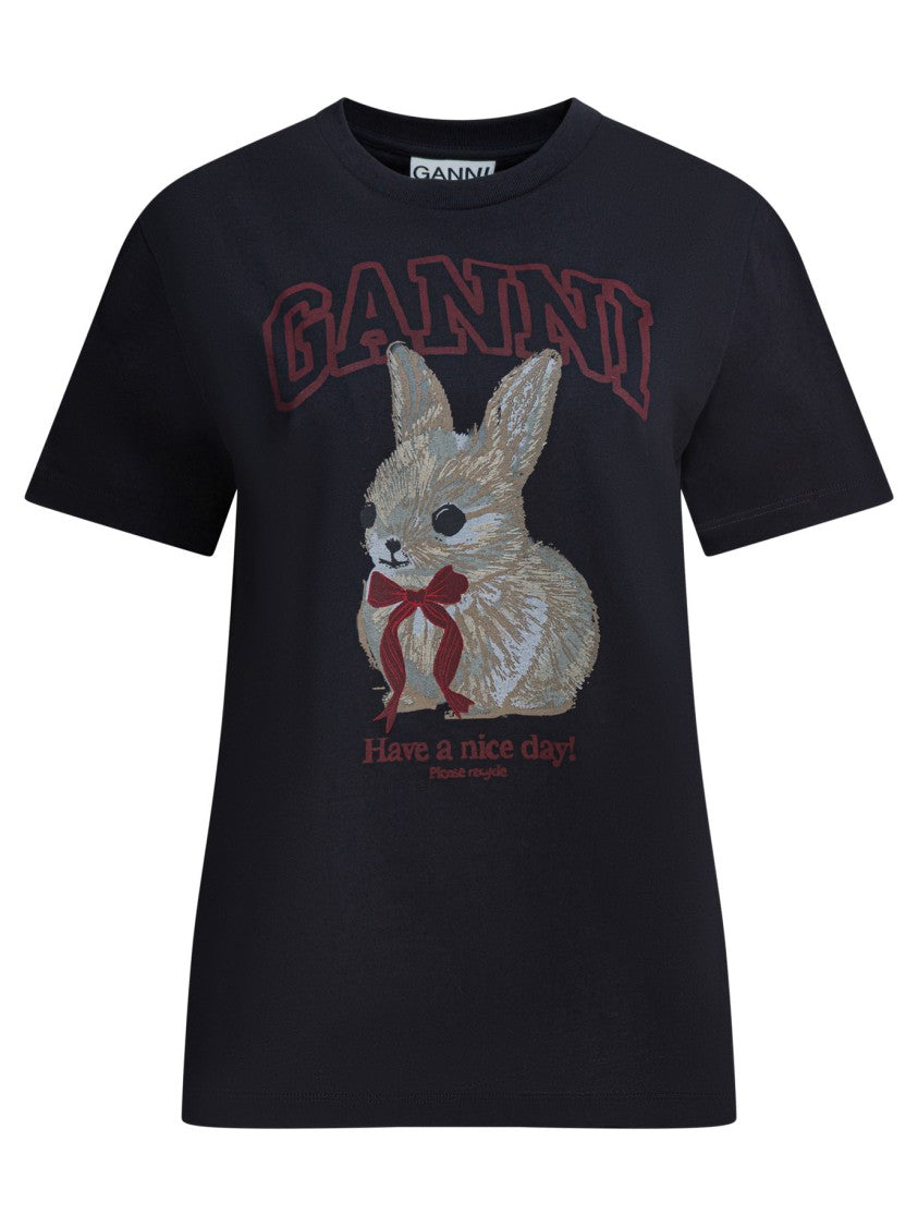 Ganni "Bunny" Cotton T-Shirt