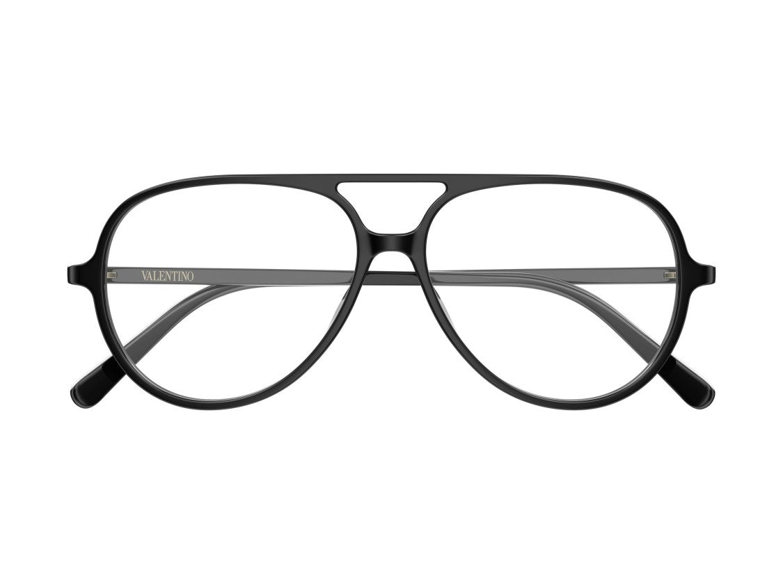 Valentino Black Vg0023o Glossy Acetate Oversized Aviator Eyeglasses