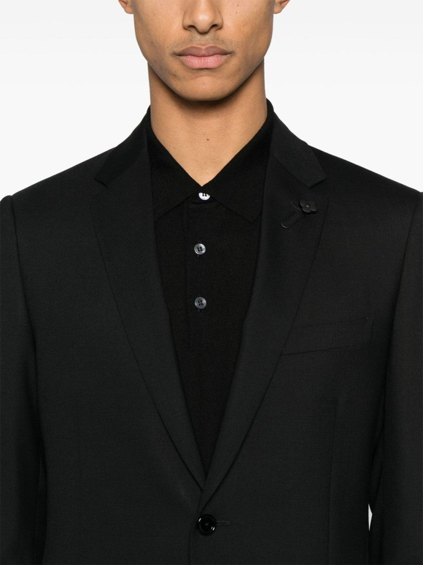 Lardini Tailored Black Suit With Concealed Fastenings