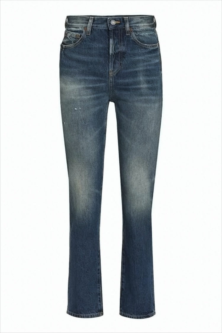 Saint Laurent Slightly Faded Blue Denim Pants With Five-Pocket Design