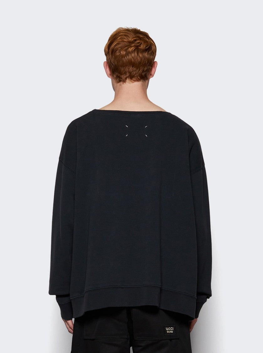 Maison Margiela Vintage Effect Organic Cotton Fleece Logo Sweatshirt