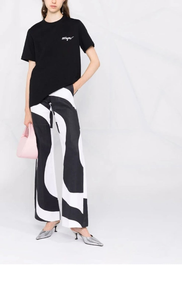 Msgm Black Cotton T-Shirt