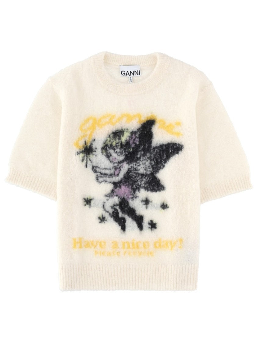 Ganni Fairy Graphic Plush Alpaca Vest