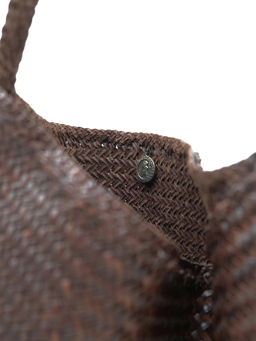 Dragon Diffusion Dark Brown Ars Woven Leather Tote Bag