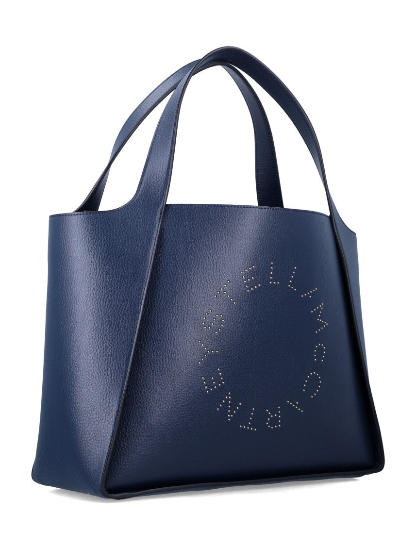 Stella Mccartney Pearl Grey Logo Grainy Embossed Vegan Leather Tote Bag