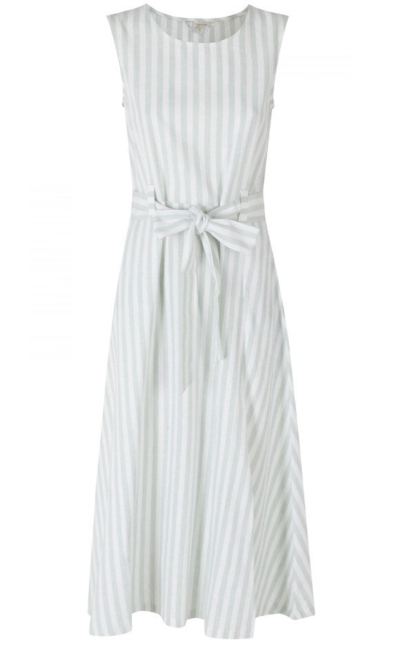 Barbour Inez Midi Dress With Self-Tie Waist And A-Line Silhouette