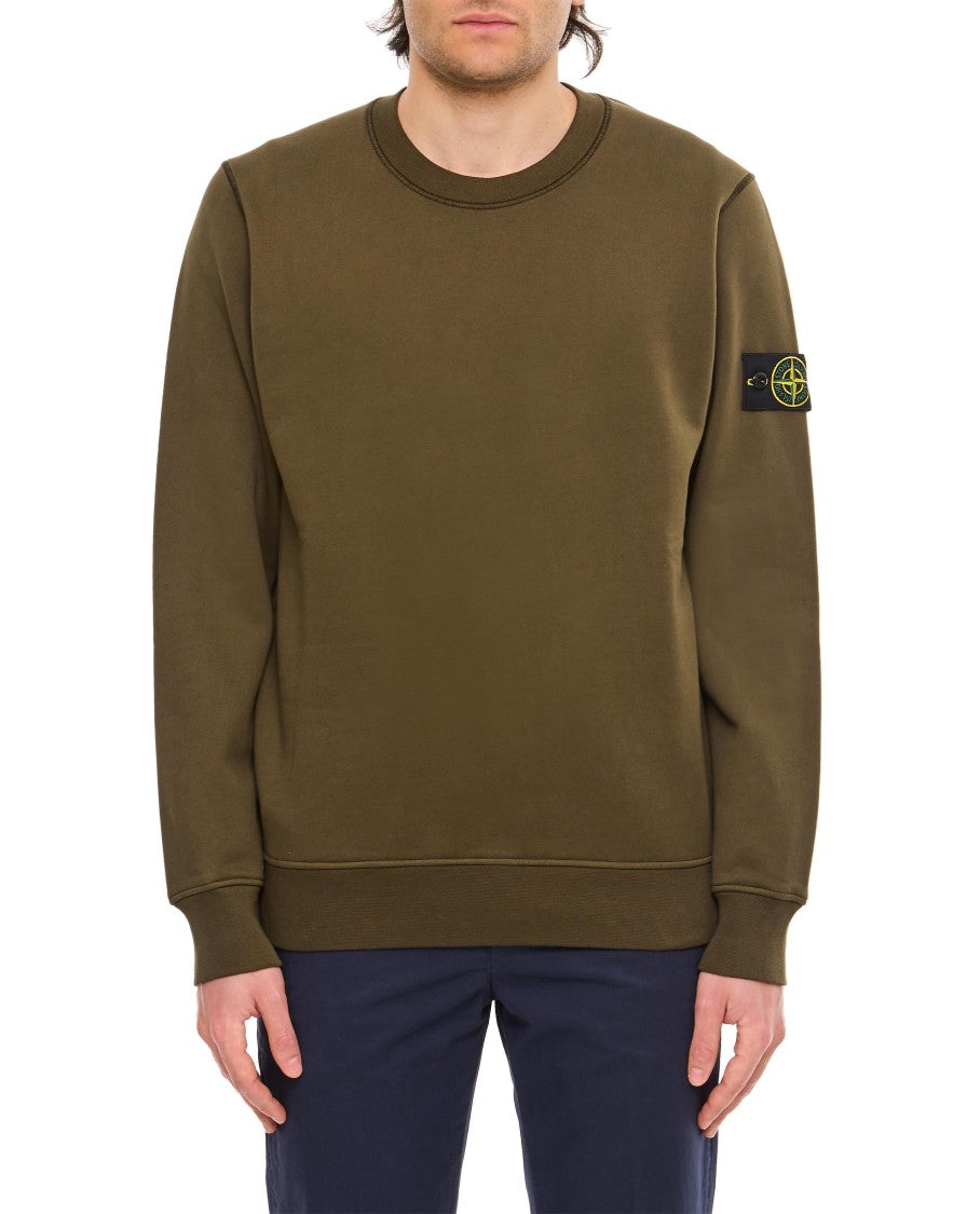 Stone Island Crew-Neck Sweatshirt With Ribbed Details And Logo