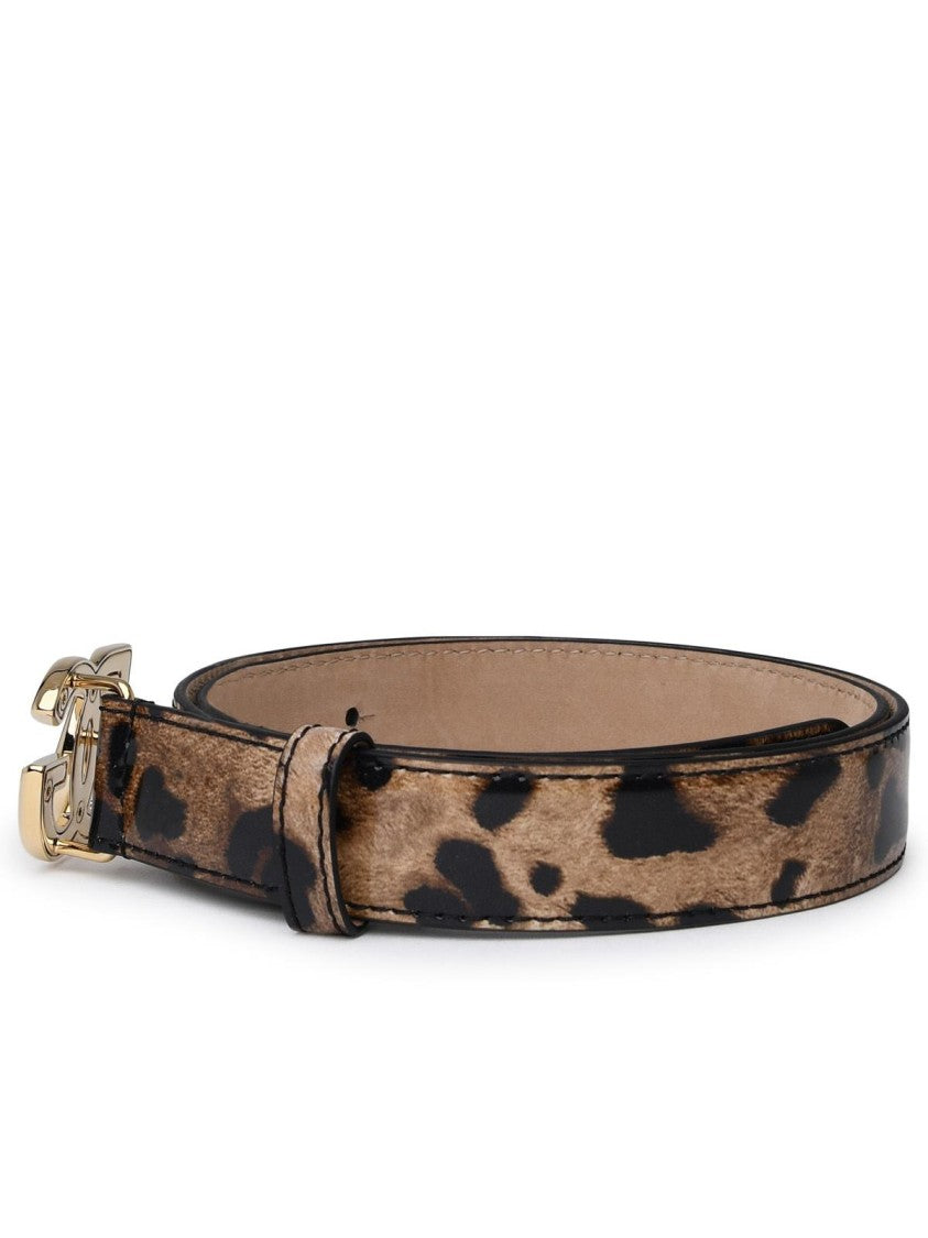 Dolce & Gabbana Two-Tone Shiny Leather Belt With Dg Logo Buckle