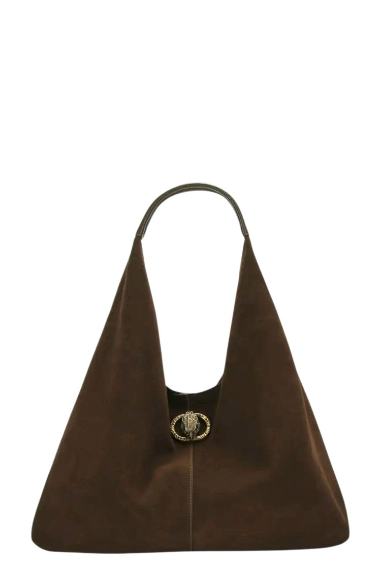 Kurt Geiger Large Suede Slouch Hobo Bag With Antique Brass Trim