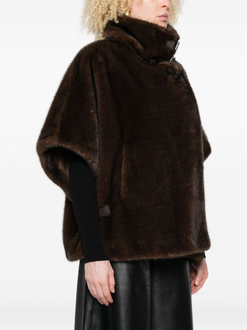 Pinko Plush Short Coat With High Collar