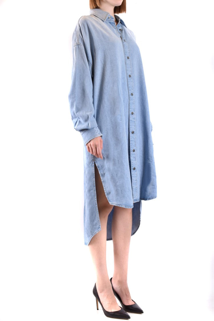 Diesel Relaxed Oversized Denim Dress Frayed Patch