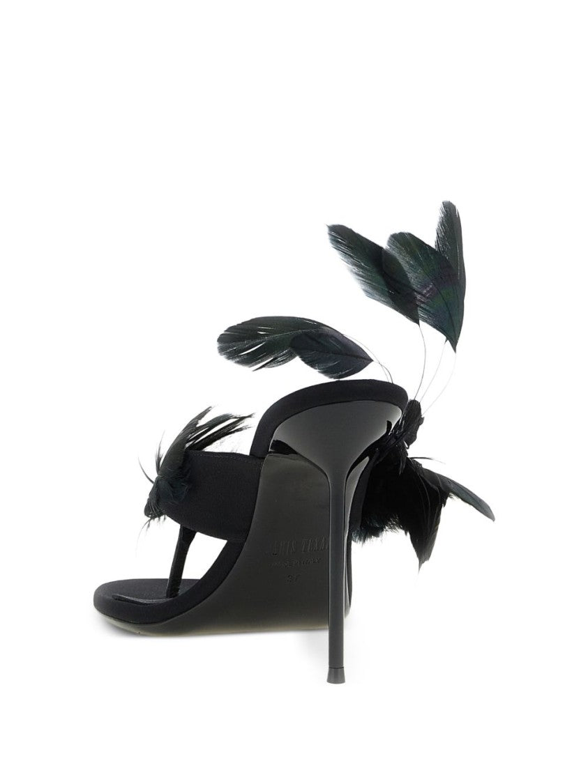 Paris Texas Black Silk And Nylon Strappy Sandals