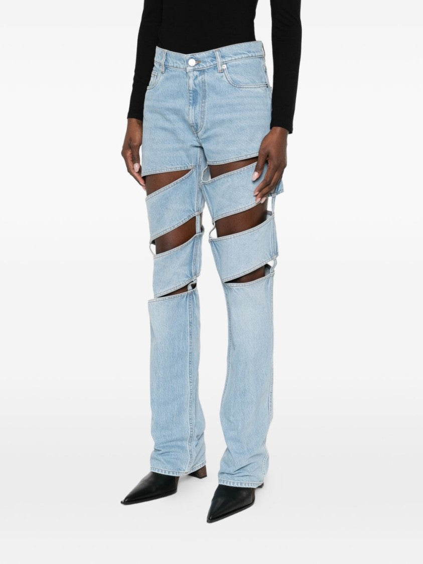 Coperni Light Blue Cut-Out Denim Jeans With Five-Pocket Design