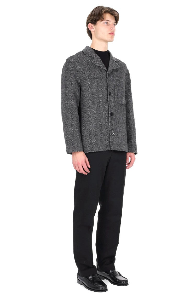 Officine Generale Hamid Model Herringbone Wool Overshirt