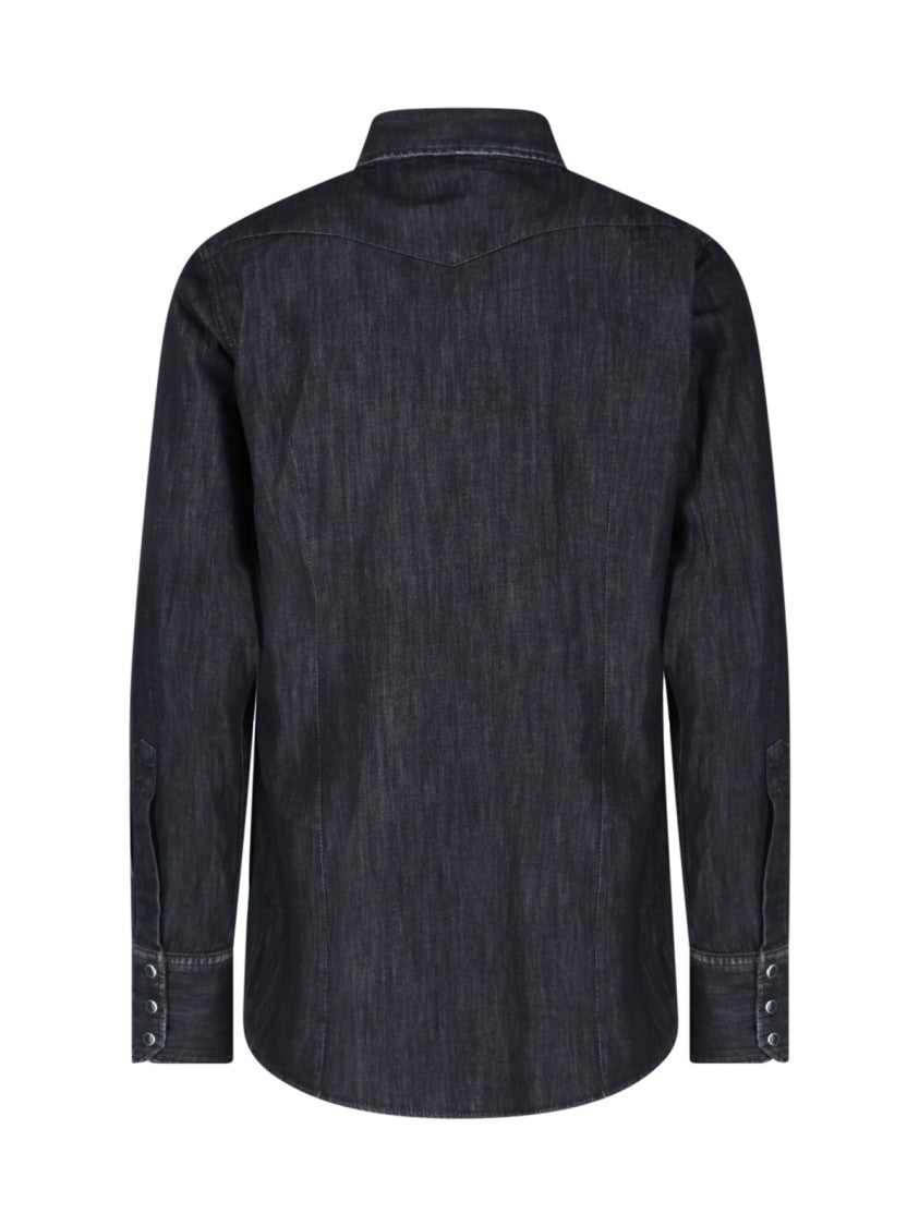 Dsquared2 Black Denim Fashion Western Shirt