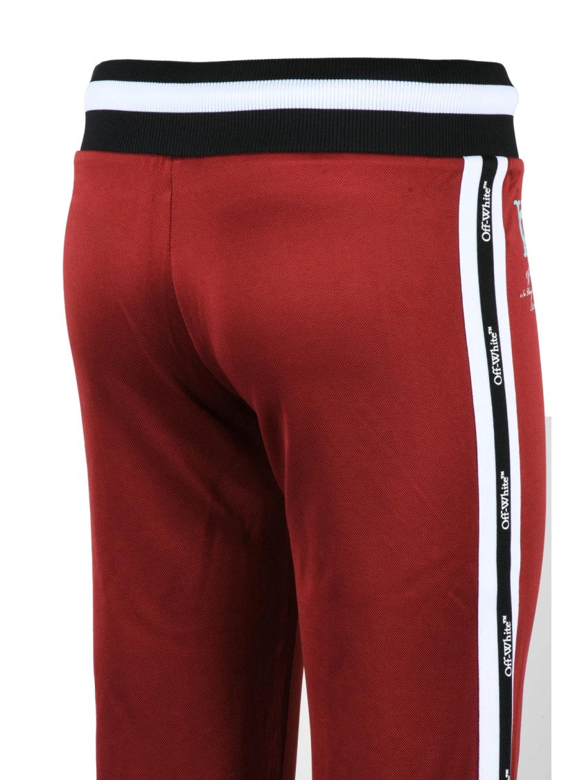 Off-White Red Striped Rayon-Blend Track Pants