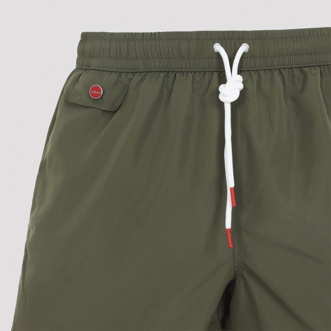 Kiton Military Green Polyester Swim Shorts